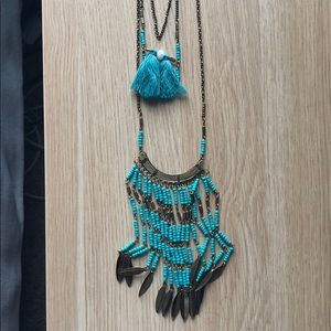 Funky long layered necklace